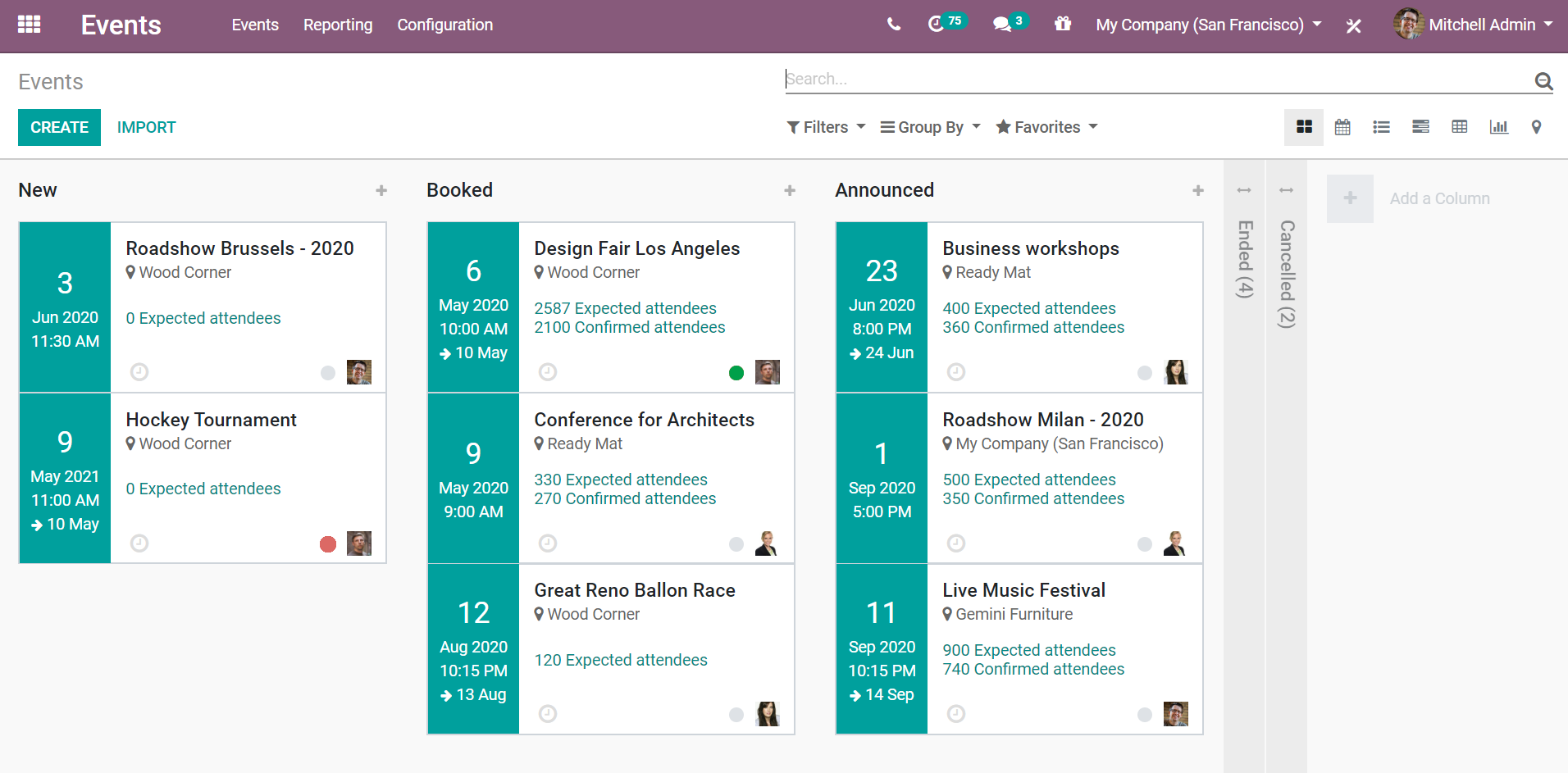 Odoo events